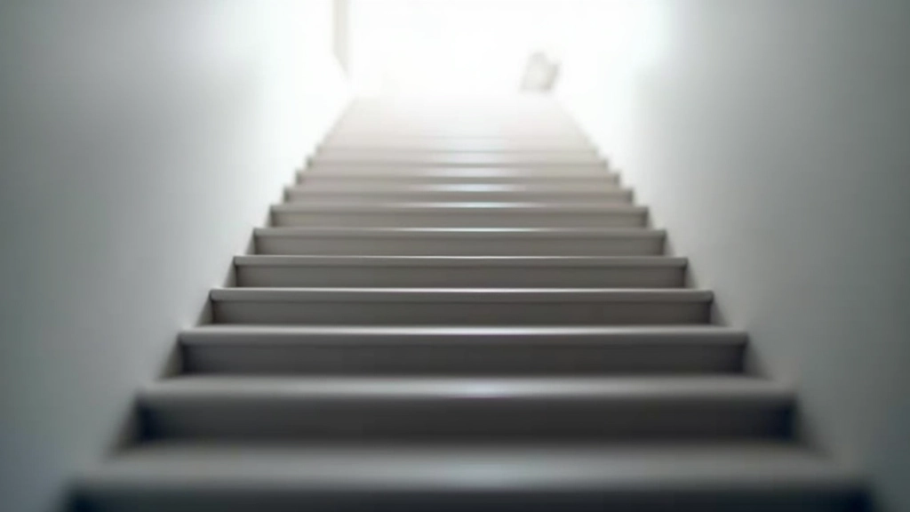Treppe nach oben mit Meilensteinen beschriftet, symbolisiert Progression zum Ziel