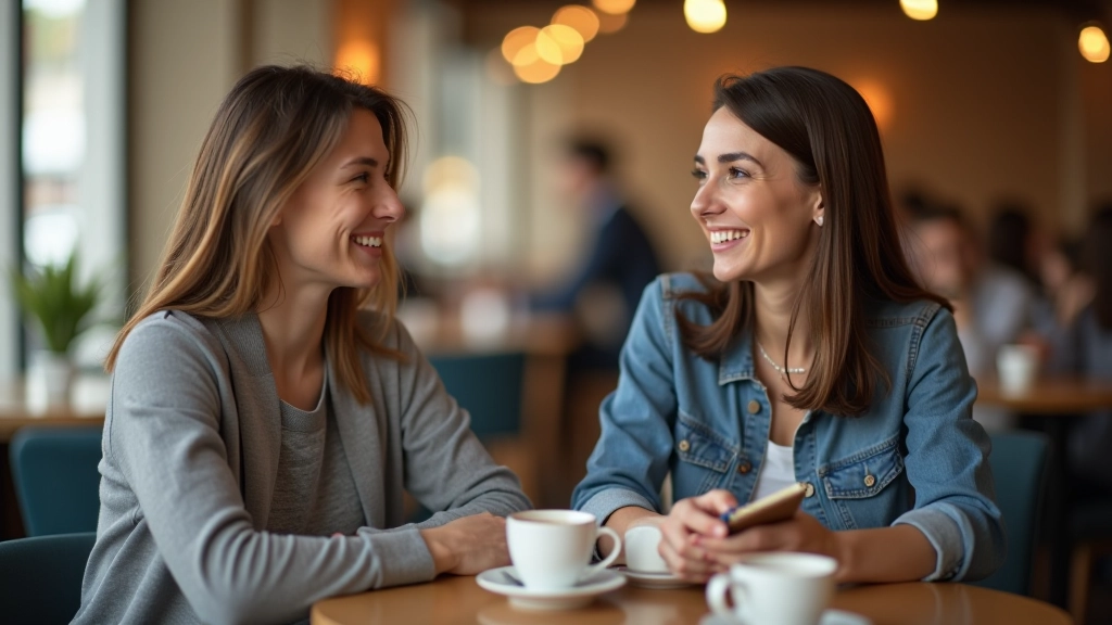Zwei Personen sitzen sich beim Kaffee gegenüber und sprechen über ihre Ziele